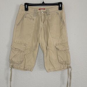 Vintage Y2K Unionbay Womens 1 Tan Cargo Capris Skater Indie Sleeze Grunge Hike